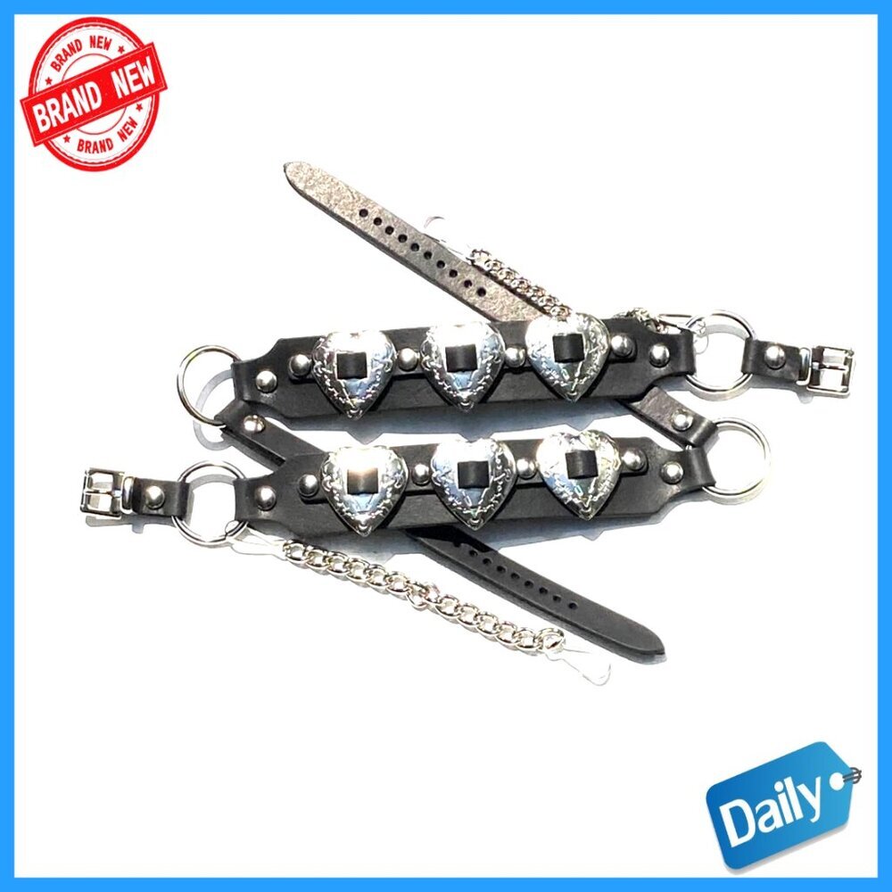 Western Boot Chains Leather Harness Straps with Heart Conchos Ladies
